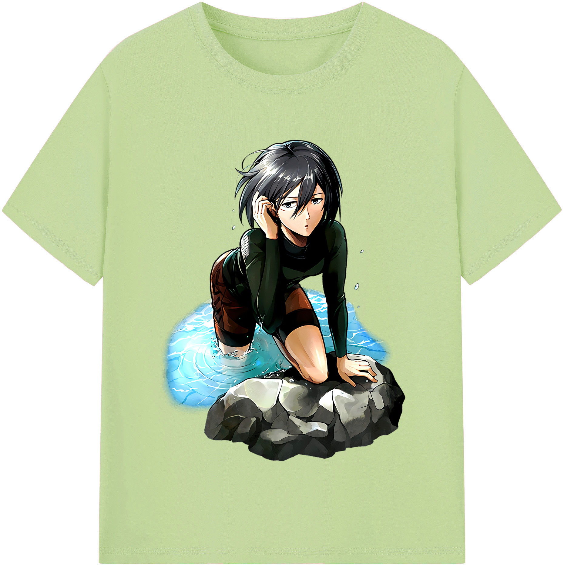 （画像用） 進撃の巨人 ミカサ·アッカーマン Attack on Titan Mikasa Ackerman 綿100％半袖Tシャツ（フロントプリント）